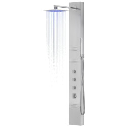 Dušo panelė Corsan Neo LED, plieninė, su maišytuvu, sidabro spalvos, S060MSLLED