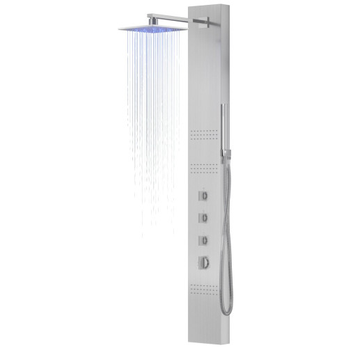 Dušo panelė Corsan Neo LED, plieninė, su maišytuvu, sidabro spalvos, S060MSLLED Dušo panelė Corsan Neo LED, plieninė, su maišytuvu, sidabro spalvos, S060MSLLED