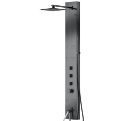 Dušo panelė Corsan Neo, iš nerūdijančio plieno, su termostatu, su vonios snapu, grafito (gunmetal) spalvos, S060TGMW Dušo panelė Corsan Neo, iš nerūdijančio plieno, su termostatu, su vonios snapu, grafito (gunmetal) spalvos, S060TGMW