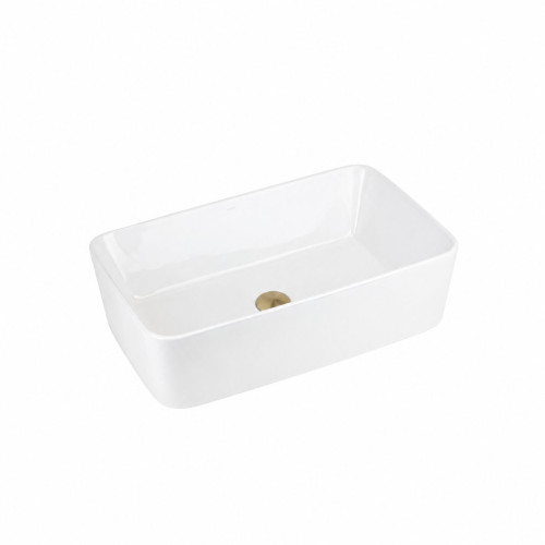 Pastatomas praustuvas Corsan Ango UC5627, stačiakampis, 48x29,5 cm, su šlifuoto aukso spalvos klik-klak dugno vožtuvu, UC5627BGL