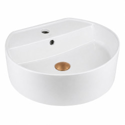 Pastatomas praustuvas Corsan Lugo UC5634, apvalus, 48x15 cm, su šlifuoto vario spalvos klik-klak dugno vožtuvu, UC5634BRG