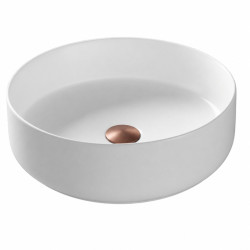 Pastatomas praustuvas Corsan Lugo UC5665, apvalus, 36x12 cm, su šlifuoto aukso spalvos klik-klak dugno vožtuvu, UC5665BGL