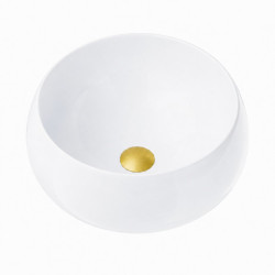 Pastatomas praustuvas Corsan Lugo UC9926, apvalus, 40x16 cm, su šlifuoto aukso spalvos klik-klak dugno vožtuvu, UC9926BGL