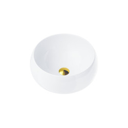 Pastatomas praustuvas Corsan Lugo UC9926, apvalus, 40x16 cm, su aukso spalvos klik-klak dugno vožtuvu, UC9926GL