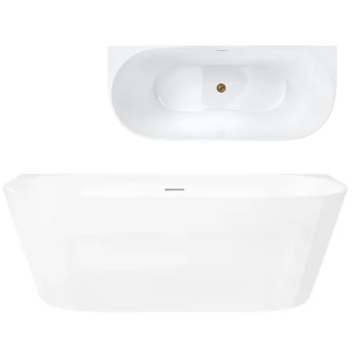 Prie sienos glaudžiama vonia Corsan Mono V029, su plyšiniu persipylimu, 160 cm, su šlifuoto vario spalvos klik-klak dugno vožtuvu, V029LBRG Prie sienos glaudžiama vonia Corsan Mono V029, su plyšiniu persipylimu, 160 cm, su šlifuoto vario spalvos klik-klak dugno vožtuvu, V029LBRG