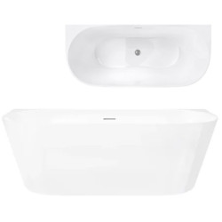 Prie sienos glaudžiama vonia Corsan Mono V029, su plyšiniu persipylimu, 160 cm, su šlifuoto plieno spalvos klik-klak dugno vožtuvu, V029LBSL