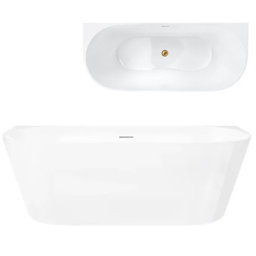 Prie sienos glaudžiama vonia Corsan Mono V029, su plyšiniu persipylimu, 160 cm, su aukso spalvos klik-klak dugno vožtuvu, V029LGL Prie sienos glaudžiama vonia Corsan Mono V029, su plyšiniu persipylimu, 160 cm, su aukso spalvos klik-klak dugno vožtuvu, V029LGL
