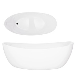 Laisvai pastatoma vonia Corsan Avola V032, asimetrinė, 180 cm, su juodos spalvos klik-klak dugno vožtuvu, V032XXLBL Laisvai pastatoma vonia Corsan Avola V032, asimetrinė, 180 cm, su juodos spalvos klik-klak dugno vožtuvu, V032XXLBL