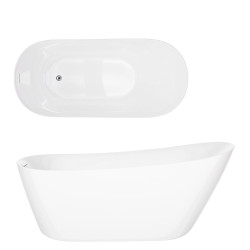 Laisvai pastatoma vonia Corsan Estella II V038 Slim, su plyšiniu persipylimu, 160 cm, su chromo spalvos klik-klak dugno vožtuvu, V038LCH Laisvai pastatoma vonia Corsan Estella II V038 Slim, su plyšiniu persipylimu, 160 cm, su chromo spalvos klik-klak dugno vožtuvu, V038LCH