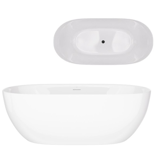 Laisvai pastatoma vonia Corsan Olvena V041 Slim, 150 cm, su juodos spalvos klik-klak dugno vožtuvu, V041MBL Laisvai pastatoma vonia Corsan Olvena V041 Slim, 150 cm, su juodos spalvos klik-klak dugno vožtuvu, V041MBL