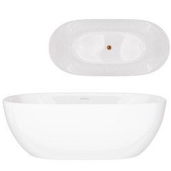 Laisvai pastatoma vonia Corsan Olvena V041 Slim, 150 cm, su šlifuoto vario spalvos klik-klak dugno vožtuvu, V041MBRG Laisvai pastatoma vonia Corsan Olvena V041 Slim, 150 cm, su šlifuoto vario spalvos klik-klak dugno vožtuvu, V041MBRG