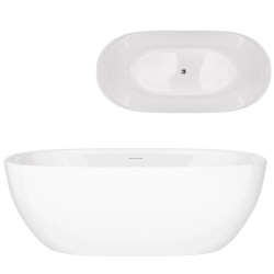 Laisvai pastatoma vonia Corsan Olvena V041 Slim, 150 cm, su chromo spalvos klik-klak dugno vožtuvu, V041MCH Laisvai pastatoma vonia Corsan Olvena V041 Slim, 150 cm, su chromo spalvos klik-klak dugno vožtuvu, V041MCH