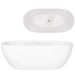 Laisvai pastatoma vonia Corsan Olvena V041 Slim, 170 cm, su šlifuoto aukso spalvos klik-klak dugno vožtuvu, V041XLBGL Laisvai pastatoma vonia Corsan Olvena V041 Slim, 170 cm, su šlifuoto aukso spalvos klik-klak dugno vožtuvu, V041XLBGL