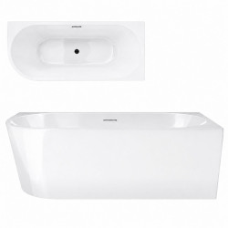 Kampinė vonia Corsan Intero V230, dešininė, su plyšiniu persipylimu, 160 cm, su juodos spalvos klik-klak dugno vožtuvu, V230LPBL