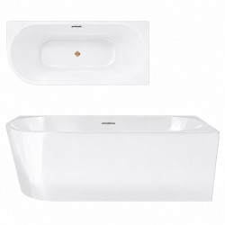 Kampinė vonia Corsan Intero V230, dešininė, su plyšiniu persipylimu, 160 cm, su šlifuoto vario spalvos klik-klak dugno vožtuvu, V230LPBRG