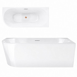Kampinė vonia Corsan Intero V230, dešininė, su plyšiniu persipylimu, 160 cm, su rožinio aukso spalvos klik-klak dugno vožtuvu, V230LPRG