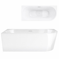 Kampinė vonia Corsan Intero V230, kairinė, su plyšiniu persipylimu, 150 cm, su baltos spalvos klik-klak dugno vožtuvu, V230MLWH