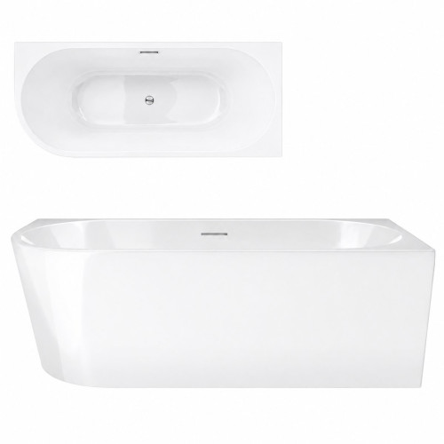 Kampinė vonia Corsan Intero V230, dešininė, su plyšiniu persipylimu, 150 cm, su chromo spalvos klik-klak dugno vožtuvu, V230MPCH