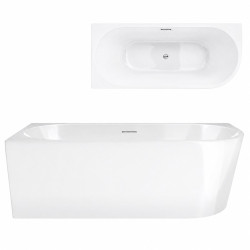 Kampinė vonia Corsan Intero V230, kairinė, su plyšiniu persipylimu, 140 cm, su chromo spalvos klik-klak dugno vožtuvu, V230SLCH