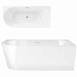 Kampinė vonia Corsan Intero V230, dešininė, su plyšiniu persipylimu, 170 cm, su šlifuoto plieno spalvos klik-klak dugno vožtuvu, V230XLPBSL