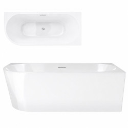 Kampinė vonia Corsan Intero V230, dešininė, su plyšiniu persipylimu, 170 cm, su chromo spalvos klik-klak dugno vožtuvu, V230XLPCH