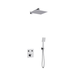 Potinkinė dušo sistema Corsan Ango Z02, su kvadratine 25 cm lietaus dušo galva, su termostatu, chromo spalvos, Z02TCH