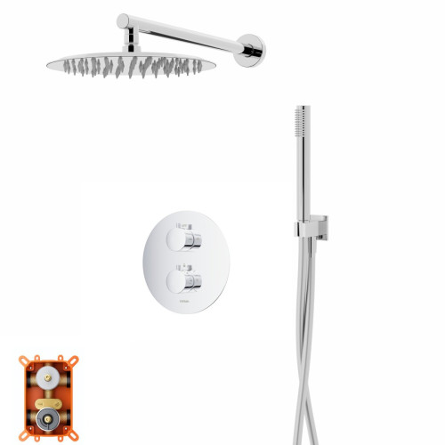 Potinkinė dušo sistema Corsan Lugo Z03, su termostatu, chromo spalvos, Z03TCH