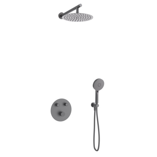 Potinkinė dušo sistema Corsan Lugo Z04, su apvalia lietaus dušo galva, su termostatu, grafito (gunmetal) spalvos, Z04MGM Potinkinė dušo sistema Corsan Lugo Z04, su apvalia lietaus dušo galva, su termostatu, grafito (gunmetal) spalvos, Z04MGM