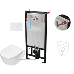Potinkinis WC komplektas Deante Peonia, 6 viename, balta, balta, CDEA6ZPW