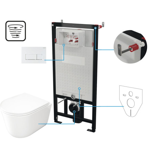 Potinkinis WC komplektas Deante Jasmin, 6 viename, balta, balta, CDJA6ZPW