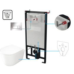 Potinkinis WC komplektas Deante Jasmin, 6 viename, balta, chromas, CDJS6ZPW