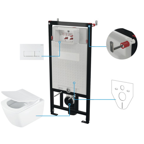 Potinkinis WC komplektas Deante Blur, 6 viename, balta, balta, CDZA6ZPW
