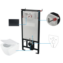 Potinkinis WC komplektas Deante Blur, 6 viename, juoda, balta, CDZN6ZPW