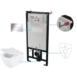 Potinkinis WC komplektas Deante Blur, 6 viename, balta, chromas, CDZS6ZPW