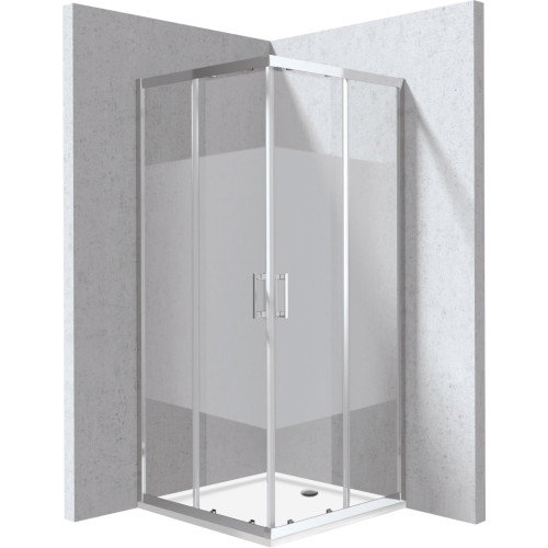 Kvadratinė dušo kabina su padėklu Deante Funkia Evo, 90x90 cm, juostų raštas, chromas, KYCP0E99P Kvadratinė dušo kabina su padėklu Deante Funkia Evo, 90x90 cm, juostų raštas, chromas, KYCP0E99P