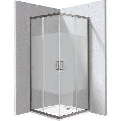 Kvadratinė dušo kabina su padėklu Deante Funkia Evo, 90x90 cm, juostų raštas, titanas, KYCPDE99P Kvadratinė dušo kabina su padėklu Deante Funkia Evo, 90x90 cm, juostų raštas, titanas, KYCPDE99P