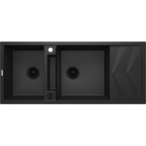 Magnetinė granitinė plautuvė Deante Magnetic, 2 dubenų su nuvarvintuvu, grafitas metalik, ZRM_G213