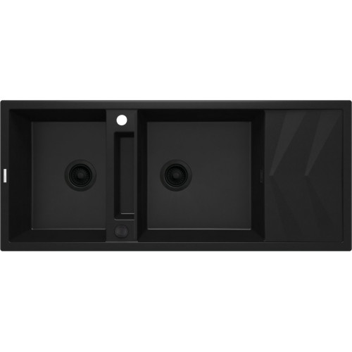 Magnetinė granitinė plautuvė Deante Magnetic, 2 dubenų su nuvarvintuvu, juoda, ZRM_N213