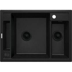 Magnetinė granitinė plautuvė Deante Magnetic, 1,5 dubens, juoda, ZRM_N503