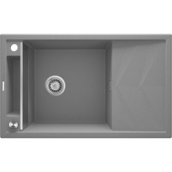 Magnetinė granitinė plautuvė Deante Magnetic, 1 dubens su nuvarvintuvu, pilka metalik, ZRM_S113
