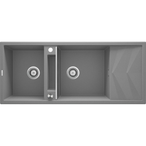 Magnetinė granitinė plautuvė Deante Magnetic, 2 dubenų su nuvarvintuvu, pilka metalik, ZRM_S213