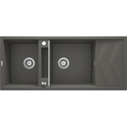 Magnetinė granitinė plautuvė Deante Magnetic, 2 dubenų su nuvarvintuvu, antracitas metalik, ZRM_T213