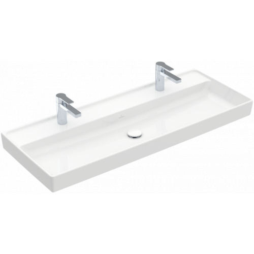 Dvigubas praustuvas Villeroy & Boch Collaro 120x47 cm, su 2 skylėmis maišytuvams, CeramicPlus danga