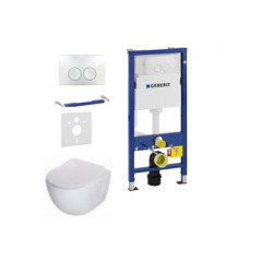 Komplektas 4 in1 Geberit DuoFix Basic potinkinis WC rėmas su baltu klavišu Delta 20 ir Deante Peonia Rimless klozetas su lėtaegiu dangčiu Komplektas 4 in1 Geberit DuoFix Basic potinkinis WC rėmas su baltu klavišu Delta 20 ir Deante Peonia Rimless klozetas su lėtaegiu dangčiu