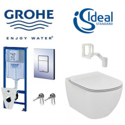 Grohe potinkinio klozeto rėmo ir Ideal Standard TESI Aquablade wc komplektas Grohe potinkinio klozeto rėmo ir Ideal Standard TESI Aquablade wc komplektas