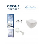 Grohe wc komplektas 5in1 su Grobe fresh rėmeliu tabletėms  + klozetas  Hatria BIANCA Pure rimless
