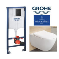 ■TOMU0402ページ■ Grohe rėmo su juodu mygtuku ir Villeroy&Boch Subway 2.0