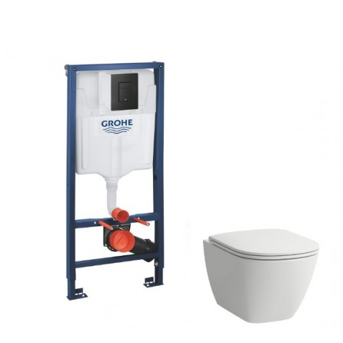 Potinkinis rėmas Grohe su juodu mygtuku LAUFEN LUA RIMLESS pakabinamas wc su lėtaeigiu dangčiu Potinkinis rėmas Grohe su juodu mygtuku LAUFEN LUA RIMLESS pakabinamas wc su lėtaeigiu dangčiu