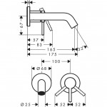 Hansgrohe sieninis praustuvo maišytuvas Tecturis S EcoSmart+ 16,5cm