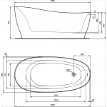 Ideal Standard Around laisvai pastatoma akrilinė vonia 180x85 cm su Click-Clack nuotekų vožtuvu